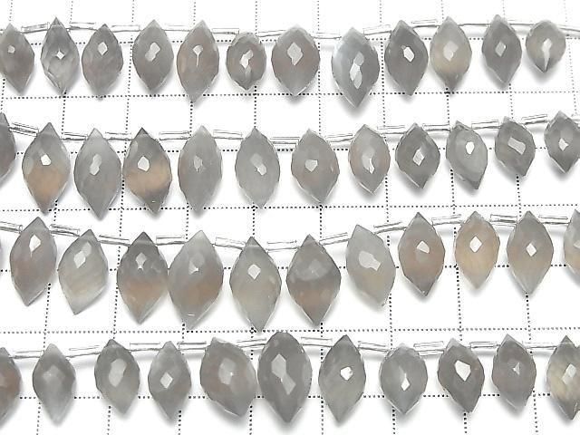 [Video] High Quality Gray Moonstone AAA- Marquise Rice Faceted Briolette half or 1 strand (22 pieces)