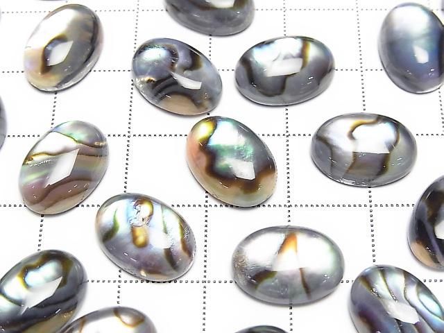 [Video] Abalone Shell x Crystal AAA Oval Cabochon 14x10mm 1pc