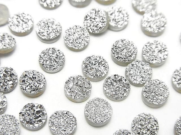 [Video] Druzy Agate Round Cabochon 6x6mm Silver Coated 10pcs