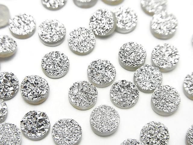 [Video] Druzy Agate Round Cabochon 6x6mm Silver Coated 10pcs