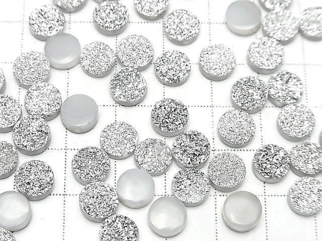 [Video] Druzy Agate Round Cabochon 8x8mm Silver Plated 5pcs