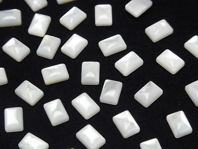 [Video] High Quality White Shell (Silver-Lip Oyster) AAA Rectangle Cabochon 7x5mm 4pcs