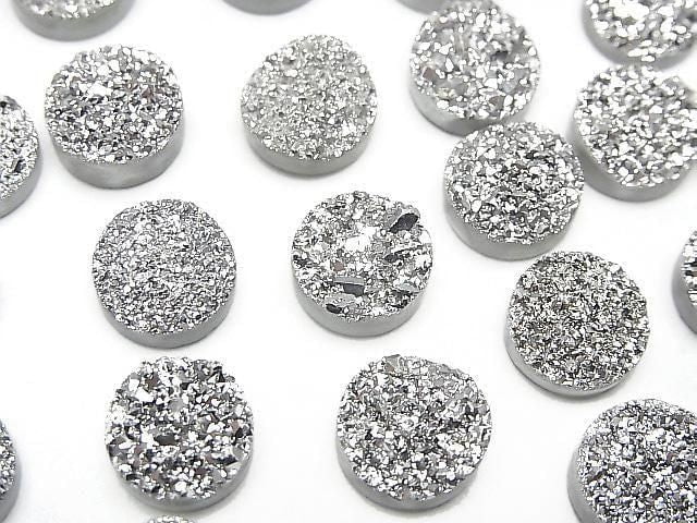 [Video] Druzy Agate Round Cabochon 10x10mm Silver Coated 3pcs