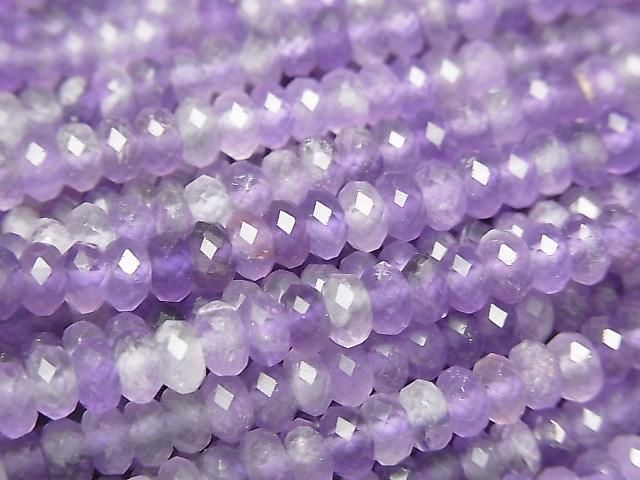 [Video]High Quality! Amethyst AA Faceted Button Rondelle 4x4x2mm 1strand beads (aprx.15inch/37cm)