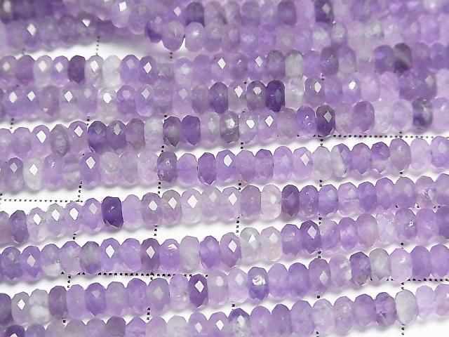 [Video]High Quality! Amethyst AA Faceted Button Rondelle 4x4x2mm 1strand beads (aprx.15inch/37cm)