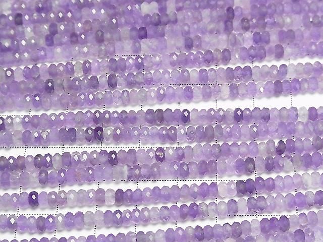 [Video]High Quality! Amethyst AA Faceted Button Rondelle 4x4x2mm 1strand beads (aprx.15inch/37cm)