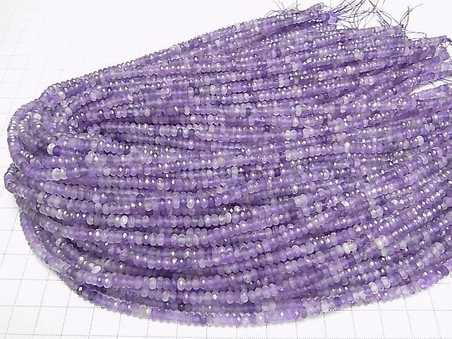 [Video]High Quality! Amethyst AA Faceted Button Rondelle 4x4x2mm 1strand beads (aprx.15inch/37cm)