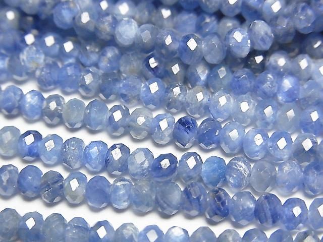 [Video]High Quality! Kyanite AA++ Faceted Button Rondelle 4x4x3mm half or 1strand beads (aprx.15inch/36cm)