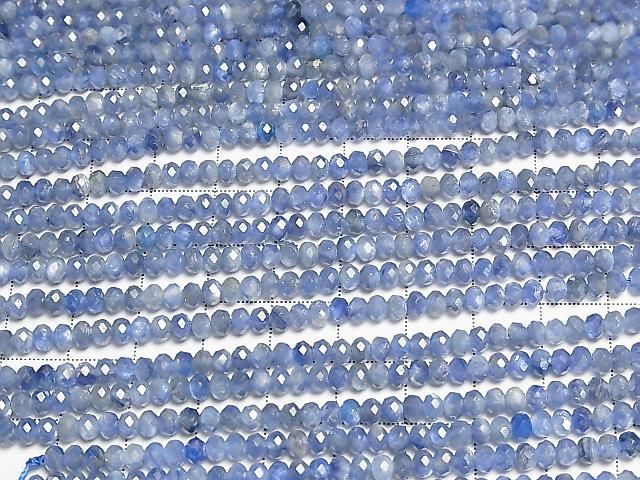 [Video]High Quality! Kyanite AA++ Faceted Button Rondelle 4x4x3mm half or 1strand beads (aprx.15inch/36cm)