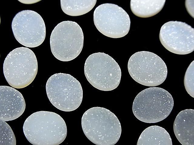 Druzy Agate Oval Cabochon 10x8mm 3pcs