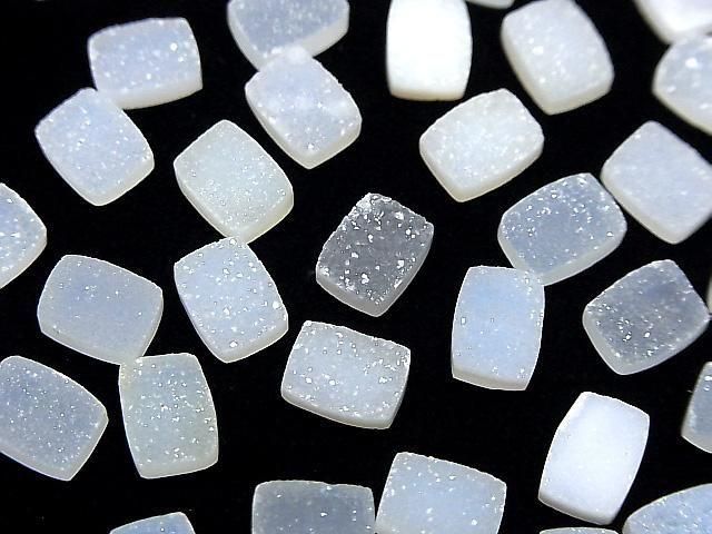 Druzy Agate Rectangle Cabochon 8x6mm 5pcs