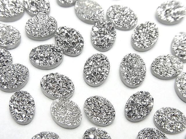 [Video] Druzy Agate Oval Cabochon 8x6mm Silver Plated 5pcs