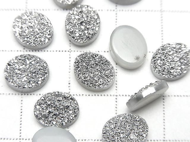 [Video] Druzy Agate Oval Cabochon 10x8mm Silver Plated 3pcs