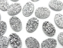 [Video] Druzy Agate Oval Cabochon 14x10mm Silver Plated 2pcs