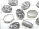 [Video] Druzy Agate Oval Cabochon 14x10mm Silver Plated 2pcs