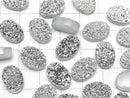 [Video] Druzy Agate Oval Cabochon 14x10mm Silver Plated 2pcs