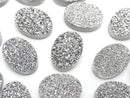 [Video] Druzy Agate Oval Cabochon 18x13mm Silver Coated 1pc