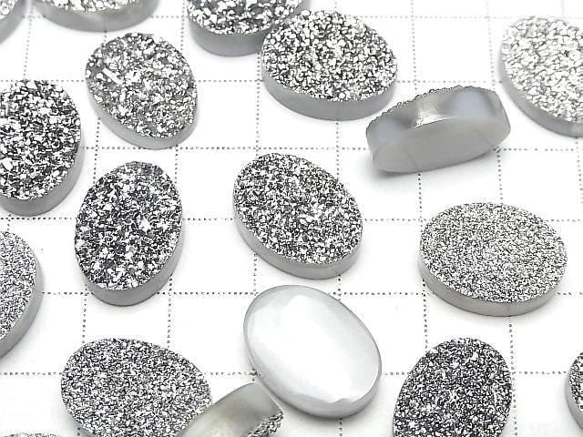 [Video] Druzy Agate Oval Cabochon 18x13mm Silver Coated 1pc