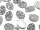 [Video] Druzy Agate Oval Cabochon 18x13mm Silver Coated 1pc