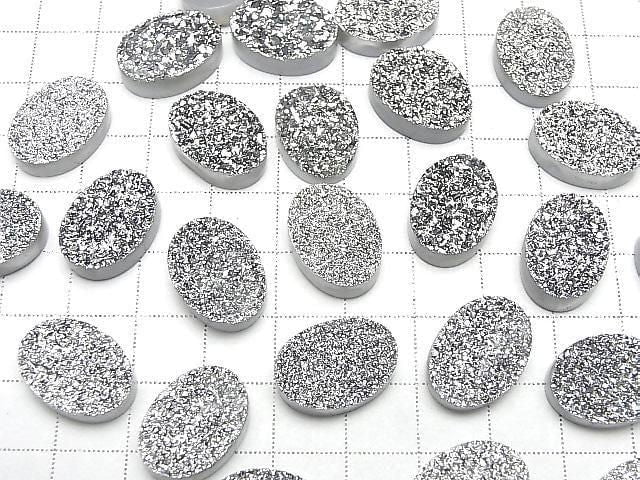 [Video] Druzy Agate Oval Cabochon 18x13mm Silver Coated 1pc