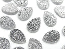 [Video] Druzy Agate Pear Shape Cabochon 14x10mm Silver Coated 2pcs
