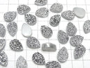 [Video] Druzy Agate Pear Shape Cabochon 14x10mm Silver Coated 2pcs