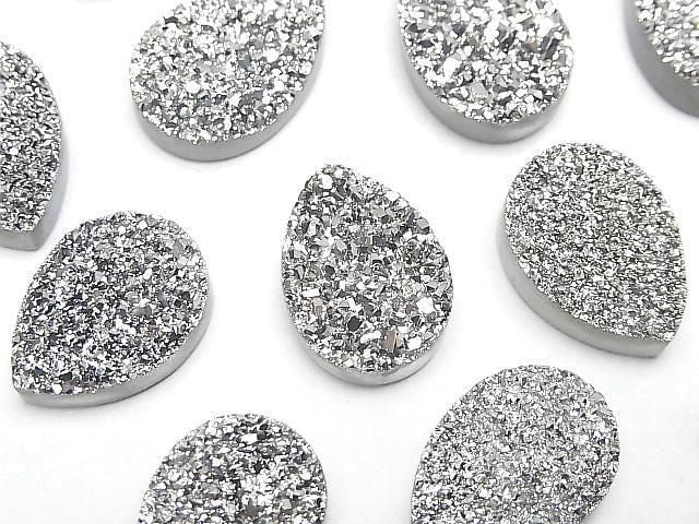 [Video] Druzy Agate Pear Shape Cabochon 18x13mm Silver Coated 1pc