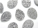 [Video] Druzy Agate Pear Shape Cabochon 18x13mm Silver Coated 1pc