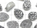 [Video] Druzy Agate Pear Shape Cabochon 18x13mm Silver Coated 1pc