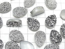 [Video] Druzy Agate Pear Shape Cabochon 18x13mm Silver Coated 1pc