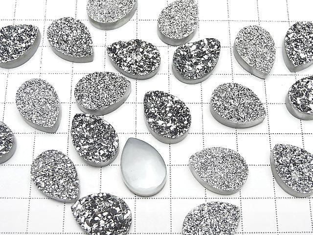[Video] Druzy Agate Pear Shape Cabochon 18x13mm Silver Coated 1pc