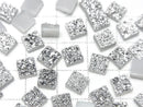[Video] Druzy Agate Square Cabochon 6x6mm Silver Coated 5pcs