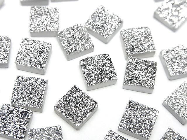 [Video] Druzy Agate Square Cabochon 8x8mm Silver Plated 3pcs