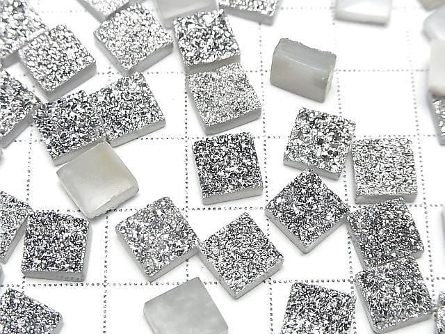 [Video] Druzy Agate Square Cabochon 8x8mm Silver Plated 3pcs