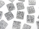 [Video] Druzy Agate Square Cabochon 10x10mm Silver Coated 2pcs