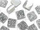[Video] Druzy Agate Square Cabochon 10x10mm Silver Coated 2pcs