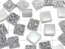 [Video] Druzy Agate Square Cabochon 10x10mm Silver Coated 2pcs