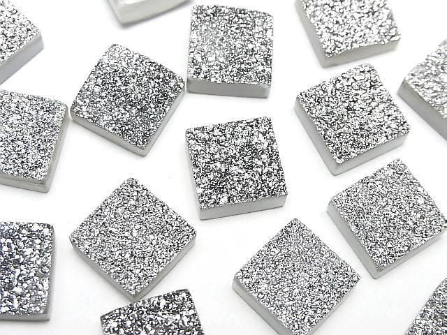 [Video] Druzy Agate Square Cabochon 12x12mm Silver Coated 1pc