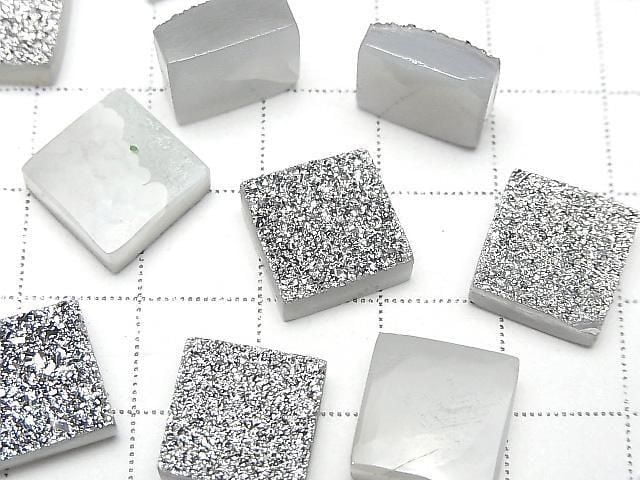 [Video] Druzy Agate Square Cabochon 12x12mm Silver Coated 1pc