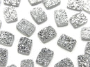 [Video] Druzy Agate Rectangle Cabochon 8x6mm Silver Plated 5pcs