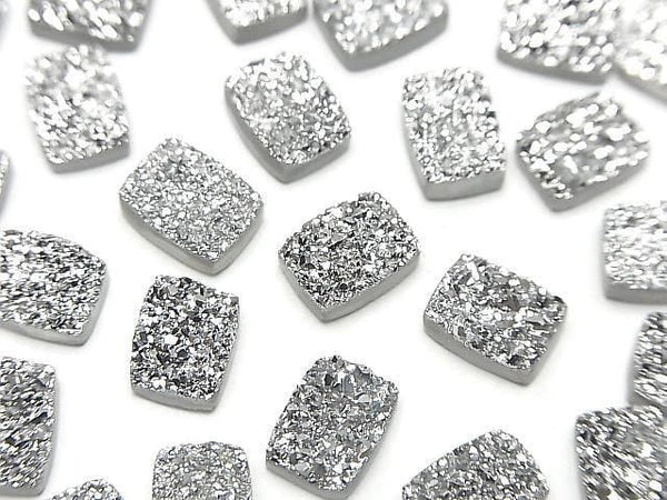 [Video] Druzy Agate Rectangle Cabochon 8x6mm Silver Plated 5pcs