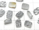 [Video] Druzy Agate Rectangle Cabochon 8x6mm Silver Plated 5pcs