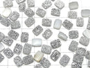 [Video] Druzy Agate Rectangle Cabochon 8x6mm Silver Plated 5pcs