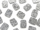 [Video] Druzy Agate Rectangle Cabochon 10x8mm Silver Plated 3pcs