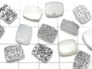 [Video] Druzy Agate Rectangle Cabochon 10x8mm Silver Plated 3pcs