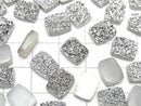 [Video] Druzy Agate Rectangle Cabochon 10x8mm Silver Plated 3pcs