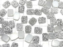 [Video] Druzy Agate Rectangle Cabochon 10x8mm Silver Plated 3pcs