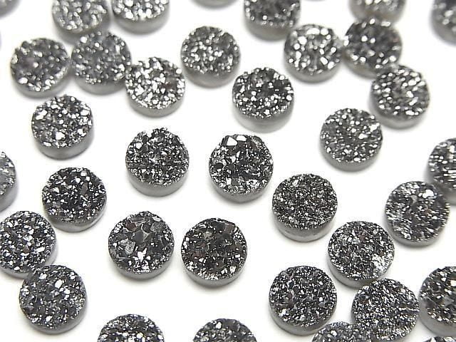 [Video] Druzy Agate Round Cabochon 6x6mm Black Coated 10pcs