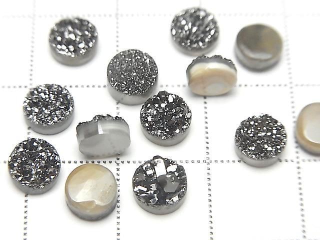 [Video] Druzy Agate Round Cabochon 6x6mm Black Coated 10pcs