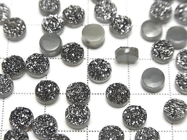 [Video] Druzy Agate Round Cabochon 6x6mm Black Coated 10pcs